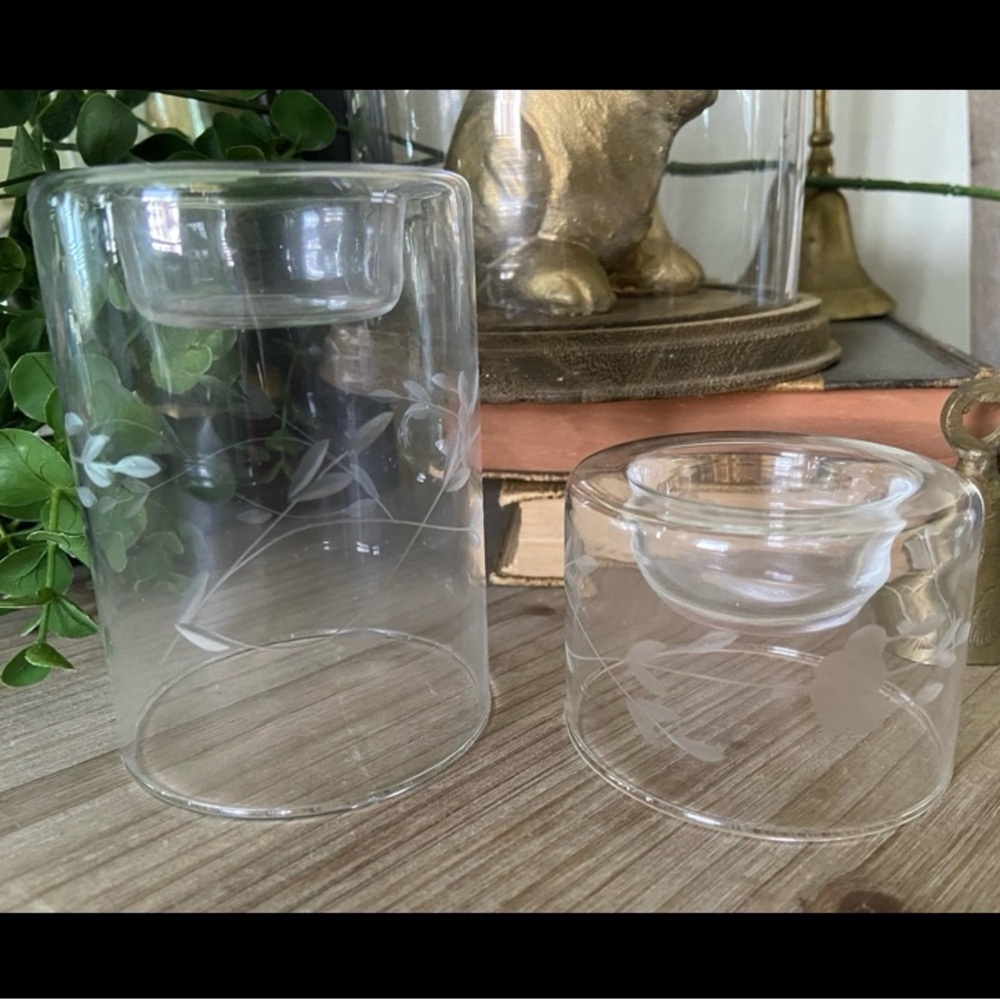 Princess House 2 Crystal Tealight Holders Clear